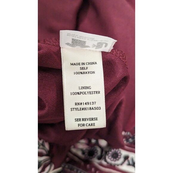 One The Land Womens Size Medium Maroon Rayon Floral Pleated Maxi Skirt - Picture 9 of 10